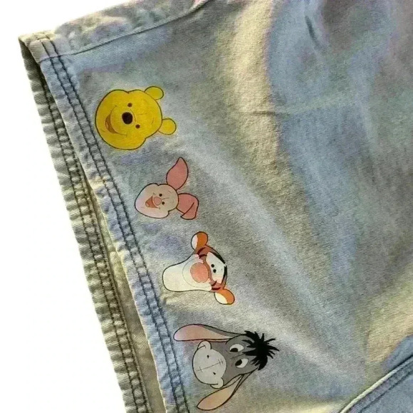 Disney Winnie The Pooh Faces Drawstring Denim Shorts Size XL. - Picture 3 of 6